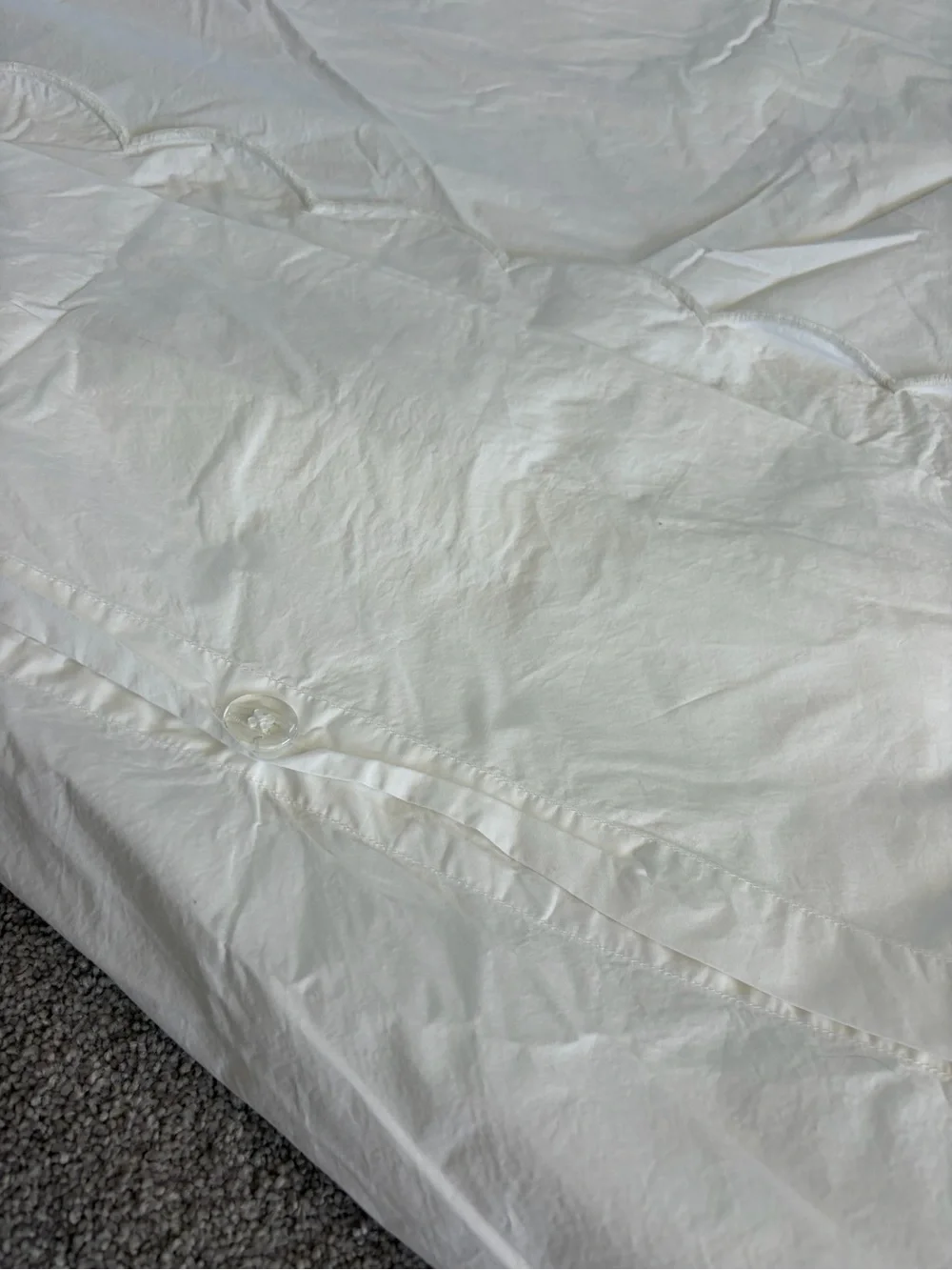 Scalloped white cotton twin duvet from One Kings Lane